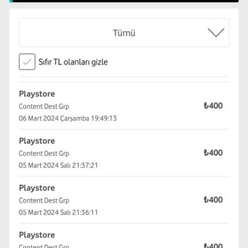 Vodafone Bilgim Dışında Ücret Alınması