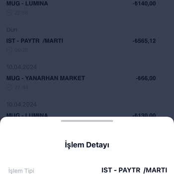 Martı Abartı Ücreti Hesabımdan 565 TL Çekilmiş