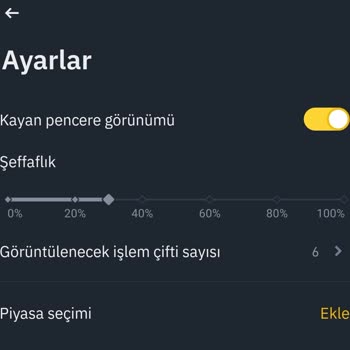 Binance Kayan Pencere Görünümü