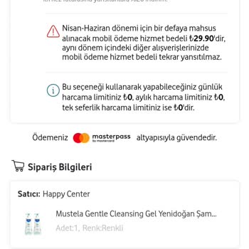 Vodafone Her Şey Yanımda Mobil Ödeme Hatası