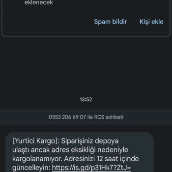 PTT Kargo PTT Adres Güncellemesi Sahte