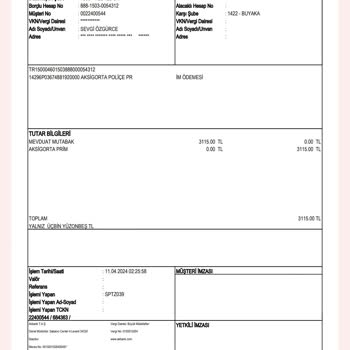 Akbank Habersiz Sigorta Prim Kesintisi