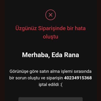 Bershka Sipariş İptal Edilmesi