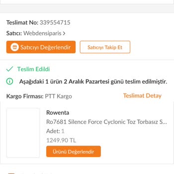 Rowenta Süpürge Başlık Hortumu Kusurlu