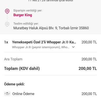 Yemek Sepeti Ve Burger King Sorumsuzluğu