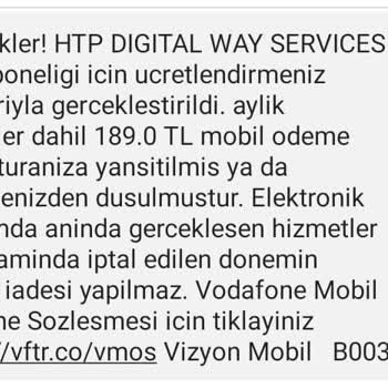 Vizyon Elektronik Para Ve Ödeme Hizmetleri A. Ş İzinsiz Abonelik