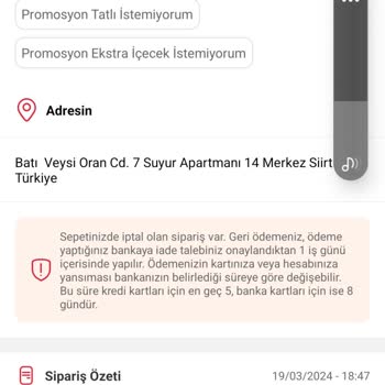 Tıkla Gelsin Ödeme İade Problemi