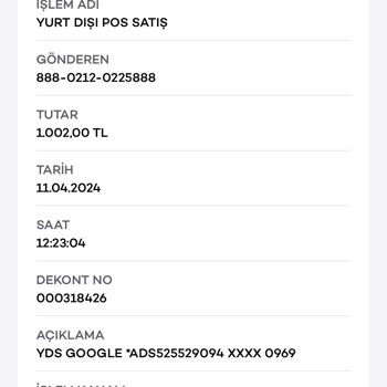 Akbank Kartımdan YDS Google Tarafından Bilgim Dışında Çekilmiş Para