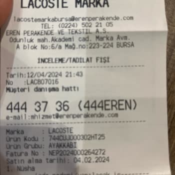 Lacoste Hatalı Ürün Değişimi Yapmıyor