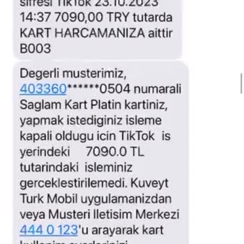 Kuveyt Türk Kredi Kartımdan İzinsiz İşlem: Mağduriyet Talebi