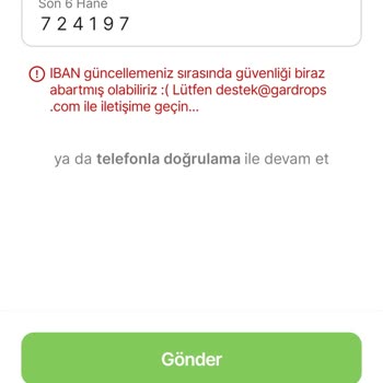 Gardrops IBAN Değişiklik Sorunu