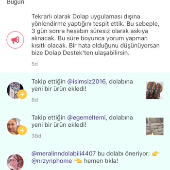 Dolap Uygulaması Hesabımı Kapatıyor