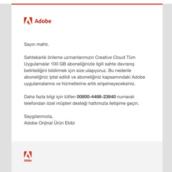 Adobe Planımı İptal Etti Ve Sahte Etkinlik Belirlendi Maili Gönderdi.
