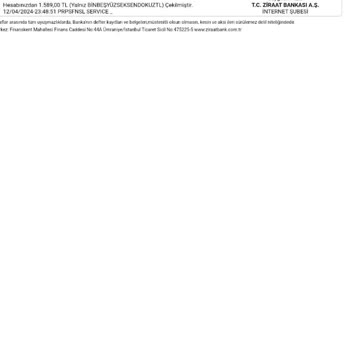 Ziraat Bank Onay Mesajı Atmadan Online Çekime Onay Vermesi
