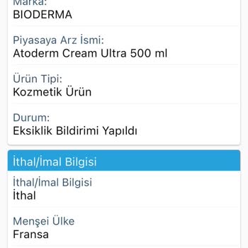 Bioderma Krem Üts De Eksiklik Bildirimi Yapıldı Hatası