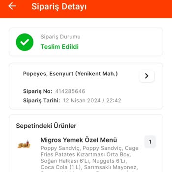 Migros Yemek Eksik Ve Hatalı Ürün