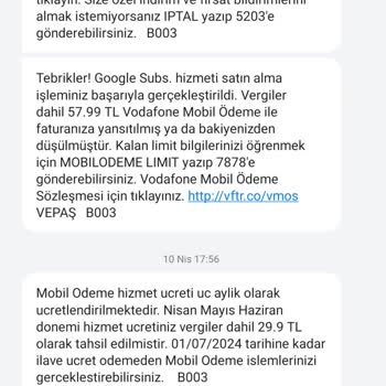 Vodafone Google Subs. Neyse Onu Almış Görünüyorum