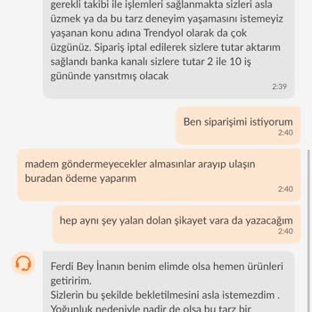 Trendyol Yemek Düşük Meblağlı Siparişler Sürekli İptal Sipariş Alıyorsunuz