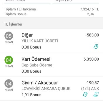 Garanti Bonus Kredi Kartı Yıllık Kart Ücreti