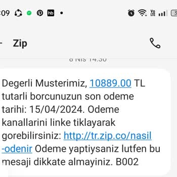 Zip Finansman Zip Uygulaması İşlem Masrafı