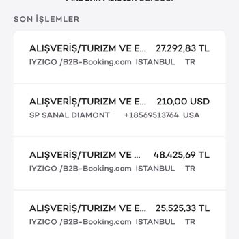 Bilgim Dışında Yapılan Kredi Kartı Harcaması, Booking.com