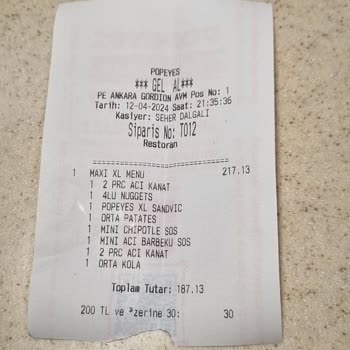 Gordion AVM Popeyes Tıkla Gelsin Gel Al Siparişim Teslim Edilmedi