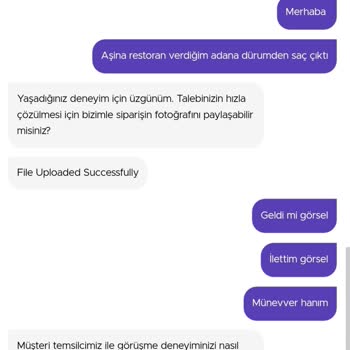 Getir Yemek Saç Çıkmasına Rağmen Hiç Yardımcı Olunmaması