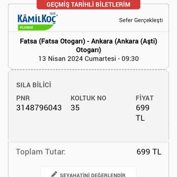 Kamil Koç Yanlış Koltuk Vermesi