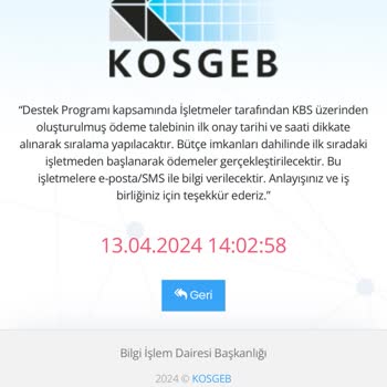 KOSGEB Depreme Özel Yardım