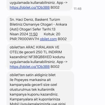 Başkent Turizm Firmasının Biletimi Sattığı İçin Obilet Com Şikayetim