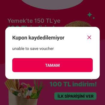 Yemeksepeti Kuponumu Hesabıma Tanımlayamıyorum