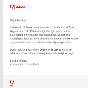 Adobe Mağdur Edici Üyelik İptali!