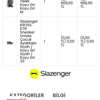 Slazenger Şikayetim Var İvedi Çözümlenmesini Bekliyorum