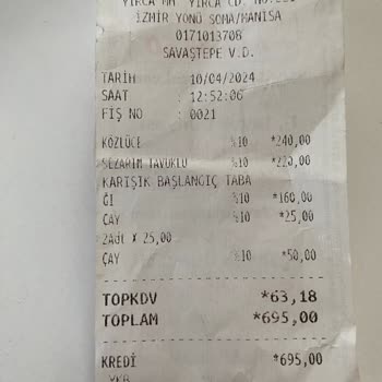 Tavuk Dünyası'nın İkram Olan Çayın Ücretlendirmesi