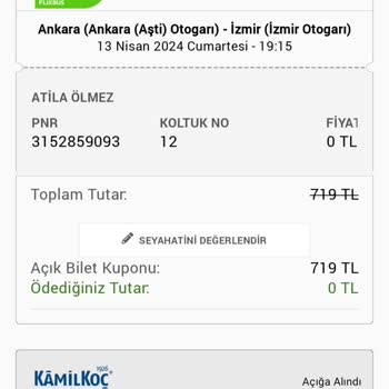 Kamil Koç Otobüs Firması Seferleri