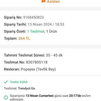Popeyes Trendyol GO Eksik Hatalı Ürün İlgisizliği