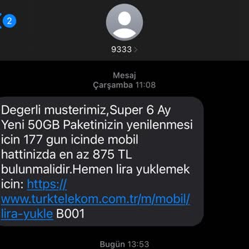 Türk Telekom Tarife Paketini Yenileme Sorunu