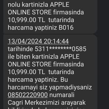 Apple Kredi Kartımda Yetkisiz İşlemler