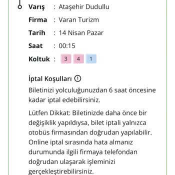 Varan Turizm Otobüs Koltuğunda Emrivaki Yer Değişikliği