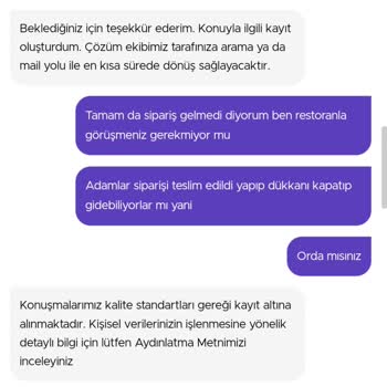 Getir Yemek Dükkan Ve Müşteri Temsilcisi Umursamazlığı