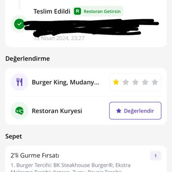 Mudanya Burger King Porsiyon Sorunu