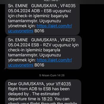 Ajet Firmasından İzmir Aktarmalı Rize Uçağımla İlgili Şikayetim
