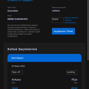 Ajet Firmasından İzmir Aktarmalı Rize Uçağımla İlgili Şikayetim