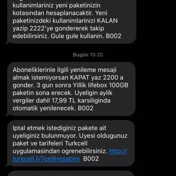 Lifebox Paket İptal Edememe!