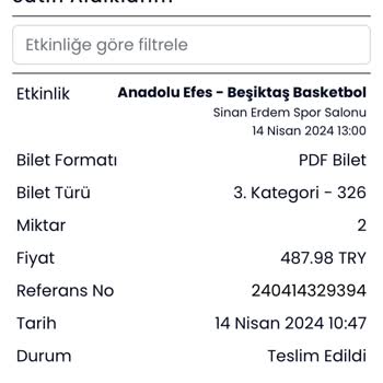 Anadolu Efes Biletler Hala Gelmedi