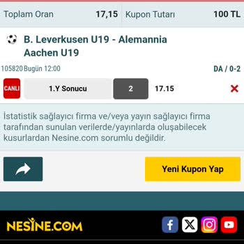 Nesine Kazanan Kuponu Kaybetti Gösteriyor.