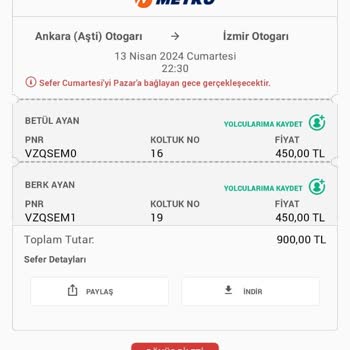 13.04.2024 Saat 22.30'da Metro Turizm Yolcusunu Almadan Gitti