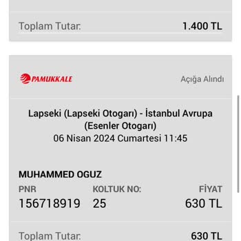 Obilet Açığa Alınan Bilet