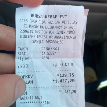 Bursa Kebap Evi Orhangazi/Bursa (037 İzmir Yönü Dinlenme Tesisi)