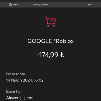 Roblox Aldığım Robux'un Bana Oyunda Verilmediği Halde Karttan Paramı Çekmesi!